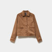 Veste courte effet su&eacute;dine marron femme