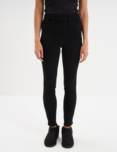 Jegging skinny taille haute denim noir femme