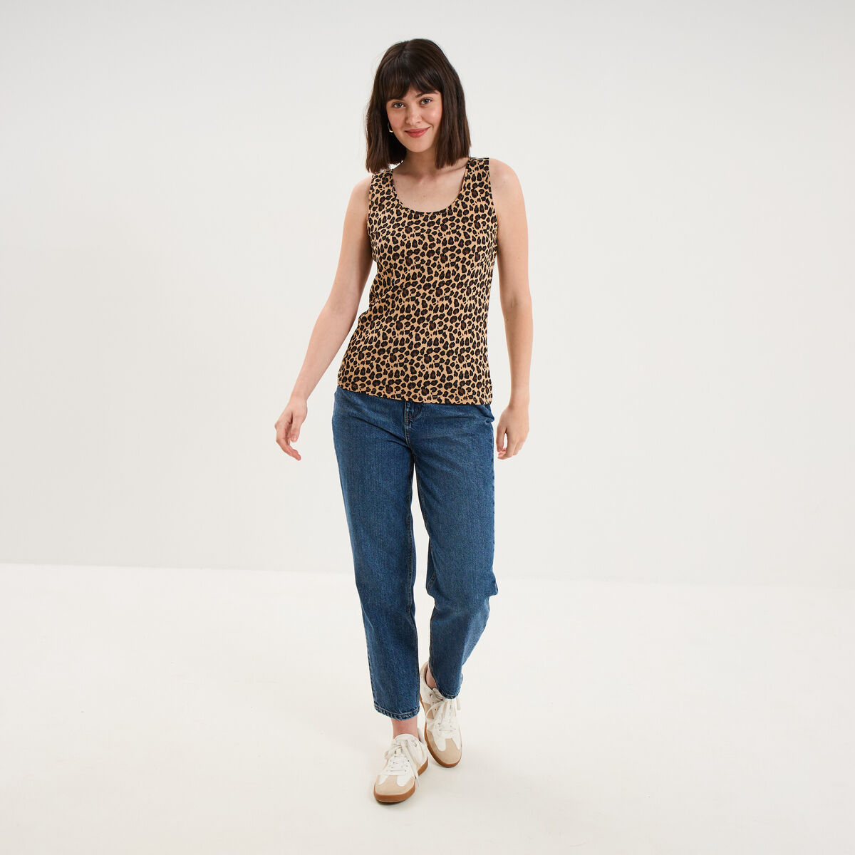 D&eacute;bardeur coton bretelles larges beige femme