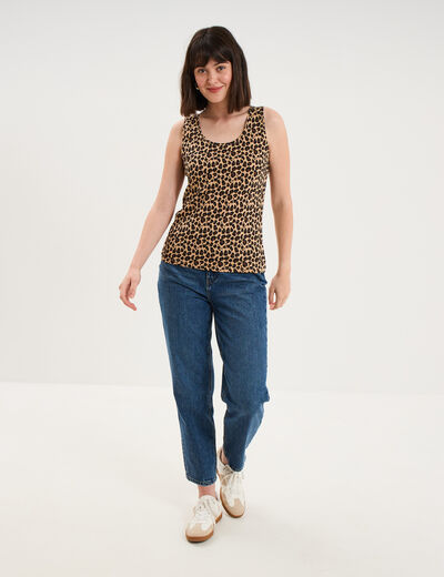 D&eacute;bardeur coton bretelles larges beige femme
