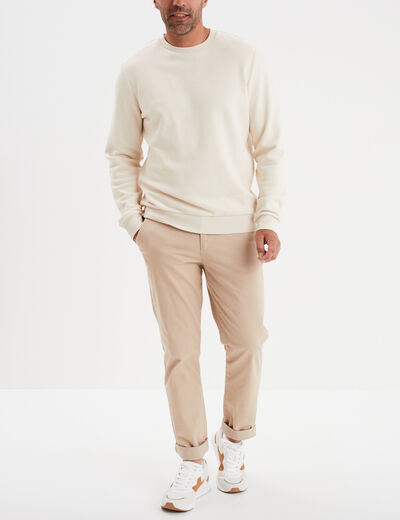 Sweat molleton col rond ecru homme