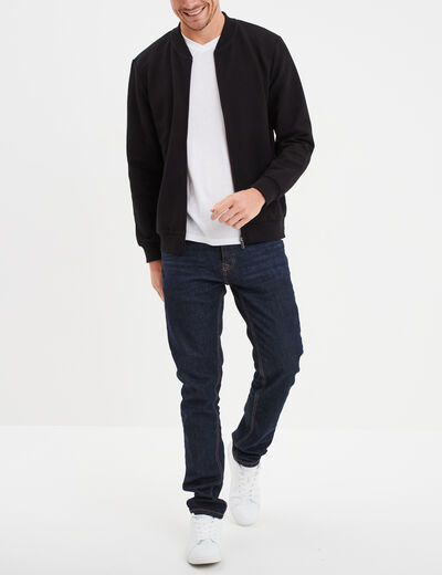 Gilet reli&eacute;f&eacute; manches longues zipp&eacute; noir homme