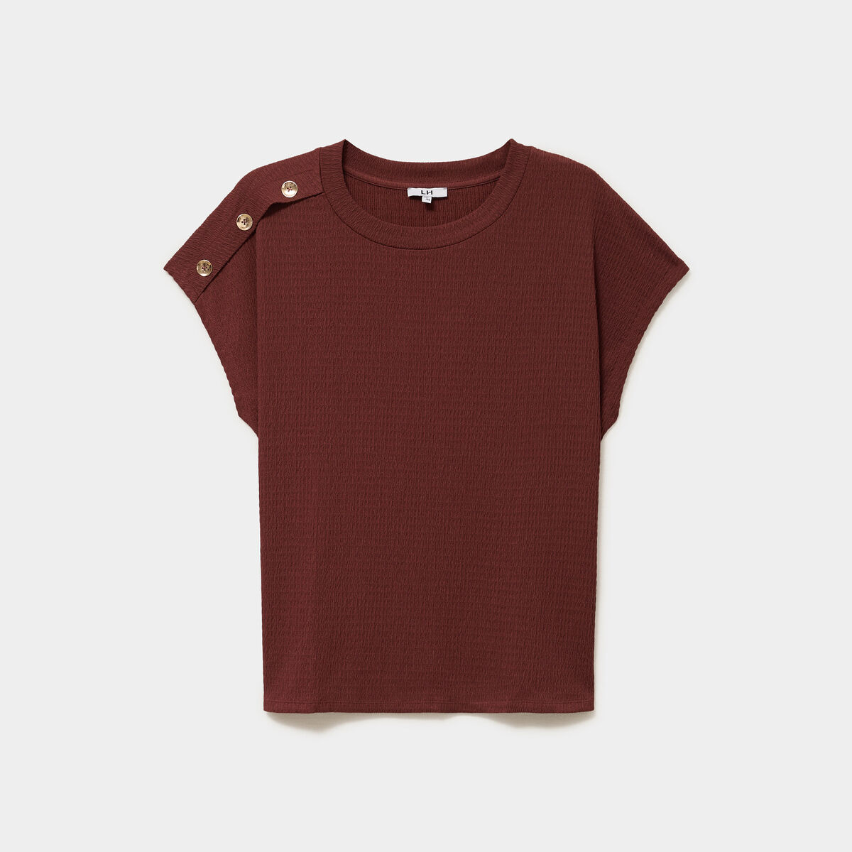 T-shirt manches courtes gaze de coton bordeaux femme grande taille