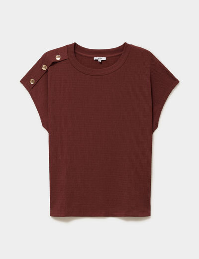 T-shirt manches courtes gaze de coton bordeaux femme grande taille