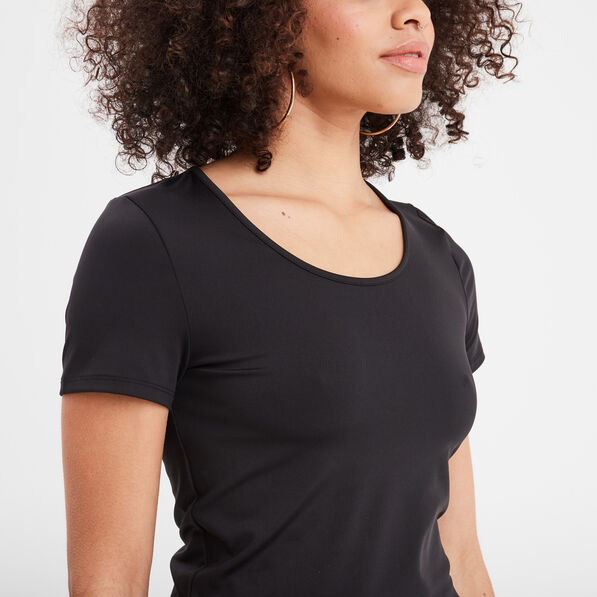 T-shirt cropped cintré col rond noir femme