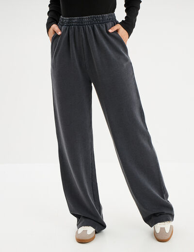 Pantalon de jogging large élastiqué gris foncé femme
