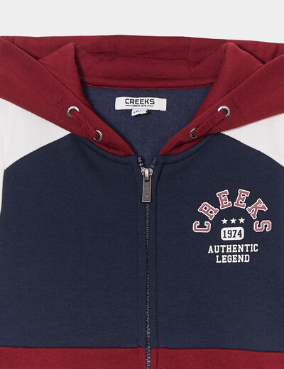 Sweat à capuche zippé Creeks bordeaux garçon