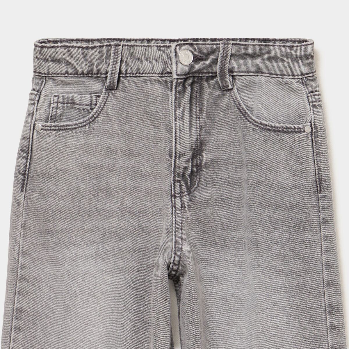 Jean large taille ajustable coton denim gris fille