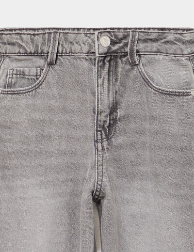 Jean large taille ajustable coton denim gris fille