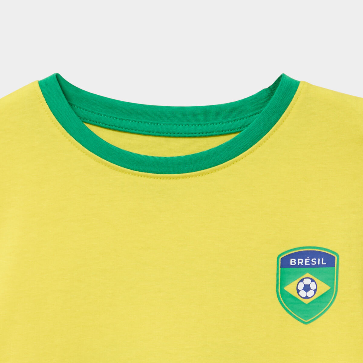 T-shirt maillot de football Br&eacute;sil coton jaune fille