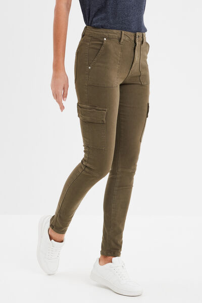 Pantalon cargo skinny 7/8ème Liberto marron foncé femme