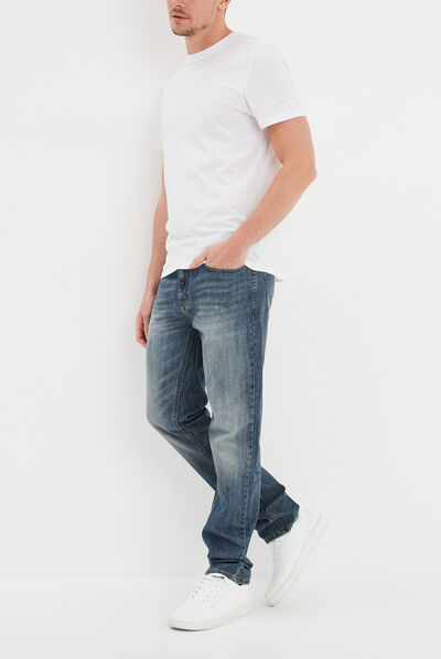 Jeans straight effet délavé denim dirty homme