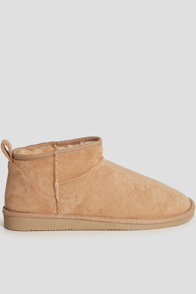 Bottines imitation fourrure sable femme