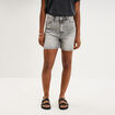 Short mom en jean 5 poches denim gris clair femme