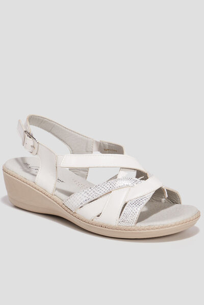 Sandales à talons compensés blanc femme