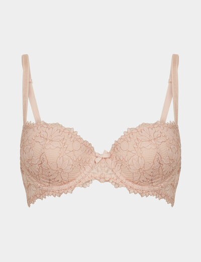 Soutien-gorge emboîtant paddé dentelle rose clair femme