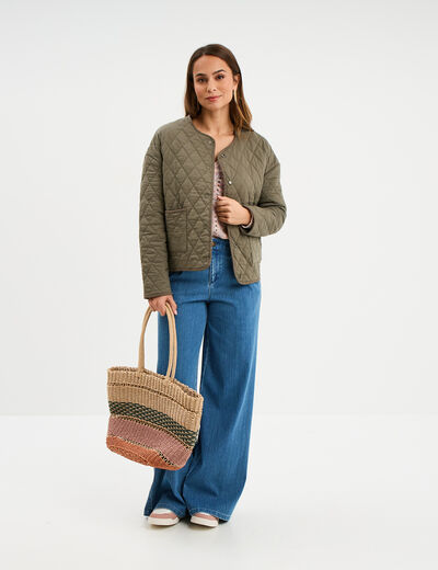 Pull col en V manches longues multicolore femme