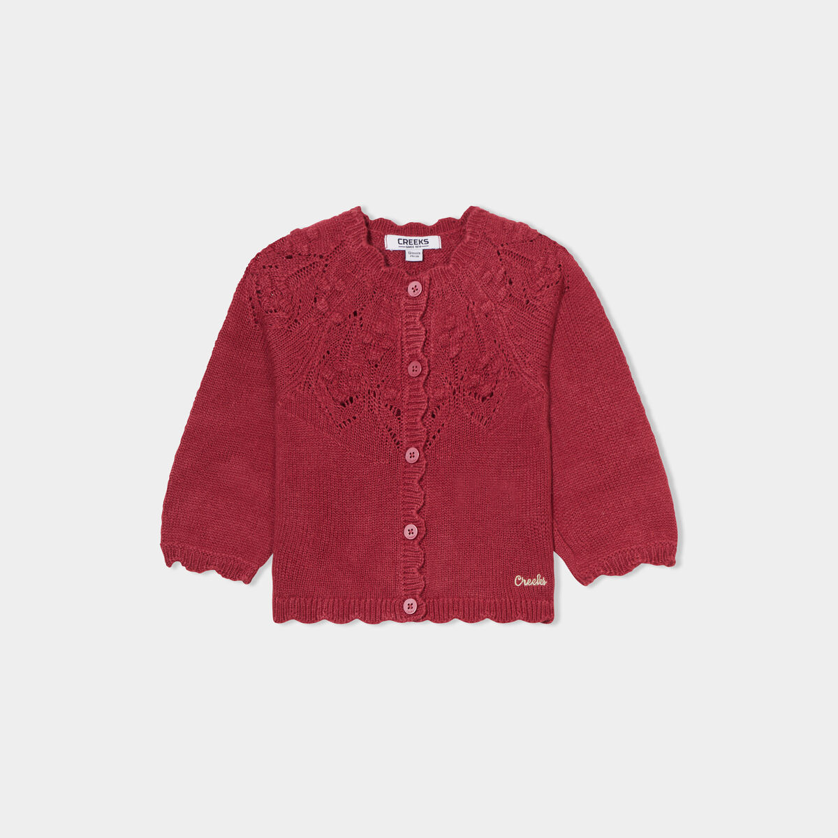 Gilet boutonné bord festonné Creeks rose framboise bébé fille