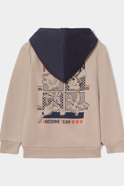 Sweat à capuche hoodie coton Pokémon sable garçon