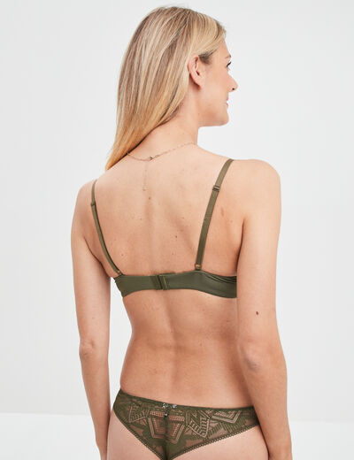 Soutien-gorge emboîtant en dentelle vert kaki femme