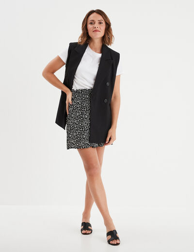 Jupe fluide taille élastiquée noir femme