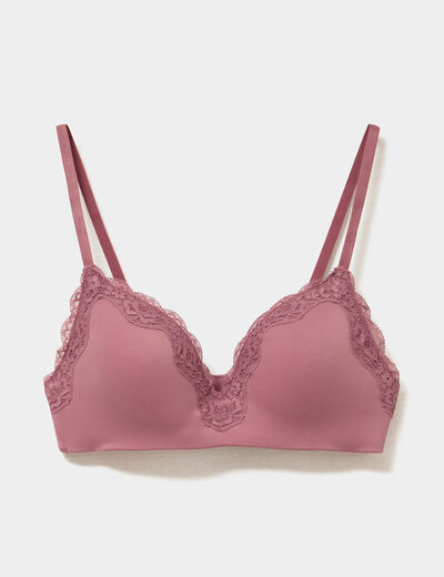 Soutien-gorge triangle micro dentelle vieux rose femme