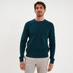 Pull en maille textur&eacute;e col rond bleu canard homme
