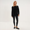 Pantalon slim enduit &agrave; taille haute noir femme