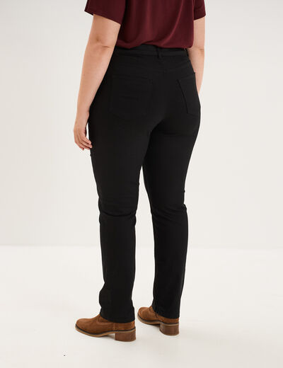 Pantalon droit taille haute extensible noir femme grande taille