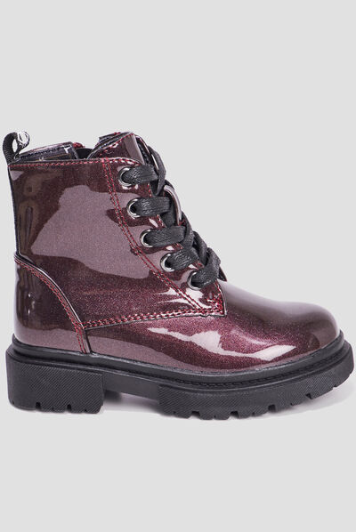Bottines crantées zippées Liberto bordeaux fille