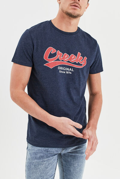 T-shirt coton manches courtes Creeks bleu marine homme