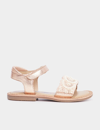 Sandales avec perles en cuir Creeks rose fille