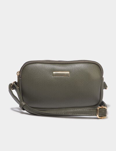 Sac bandouli&egrave;re 2 compartiments vert kaki femme