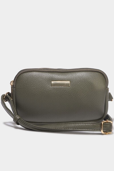 Sac bandouli&egrave;re 2 compartiments vert kaki femme