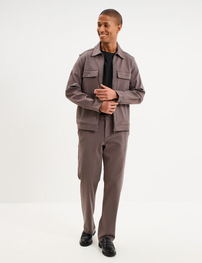 Pantalon chino regular taille &eacute;lastiqu&eacute;e gris fonc&eacute; homme