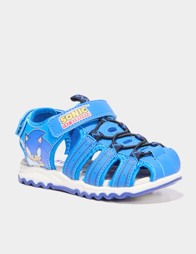 Sandales &agrave; scratchs Sonic bleu gar&ccedil;on