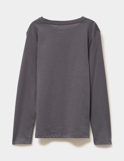 T-shirt manches longues coton gris fonc&eacute; gar&ccedil;on