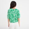 Blouse col en V manches ballons vert femme