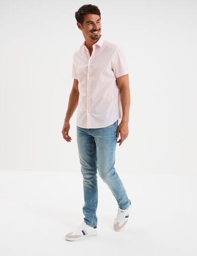 Chemise droite manches courtes rose clair homme