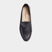 Mocassins en cuir compensés pied large noir femme