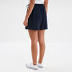 Short large lin m&eacute;lang&eacute; &agrave; coulisse bleu fonc&eacute; femme