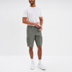 Bermuda short cargo poches &agrave; rabat coton gris homme