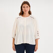 Blouse brod&eacute;e manches bouffantes 3/4 ecru femme grande taille