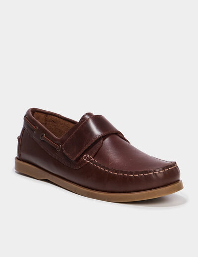 Chaussures bateau en cuir marron clair homme