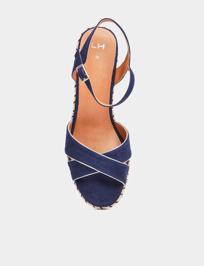 Sandales à talons compensés bleu marine femme