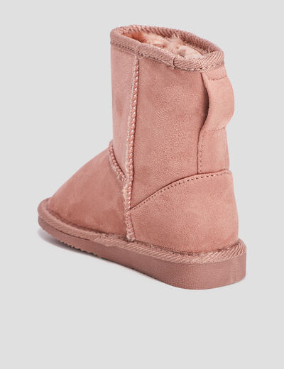 Bottines chaudes aspect suédine rose fille