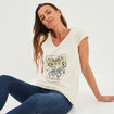T-shirt oversize col en V Liberto ivoire femme