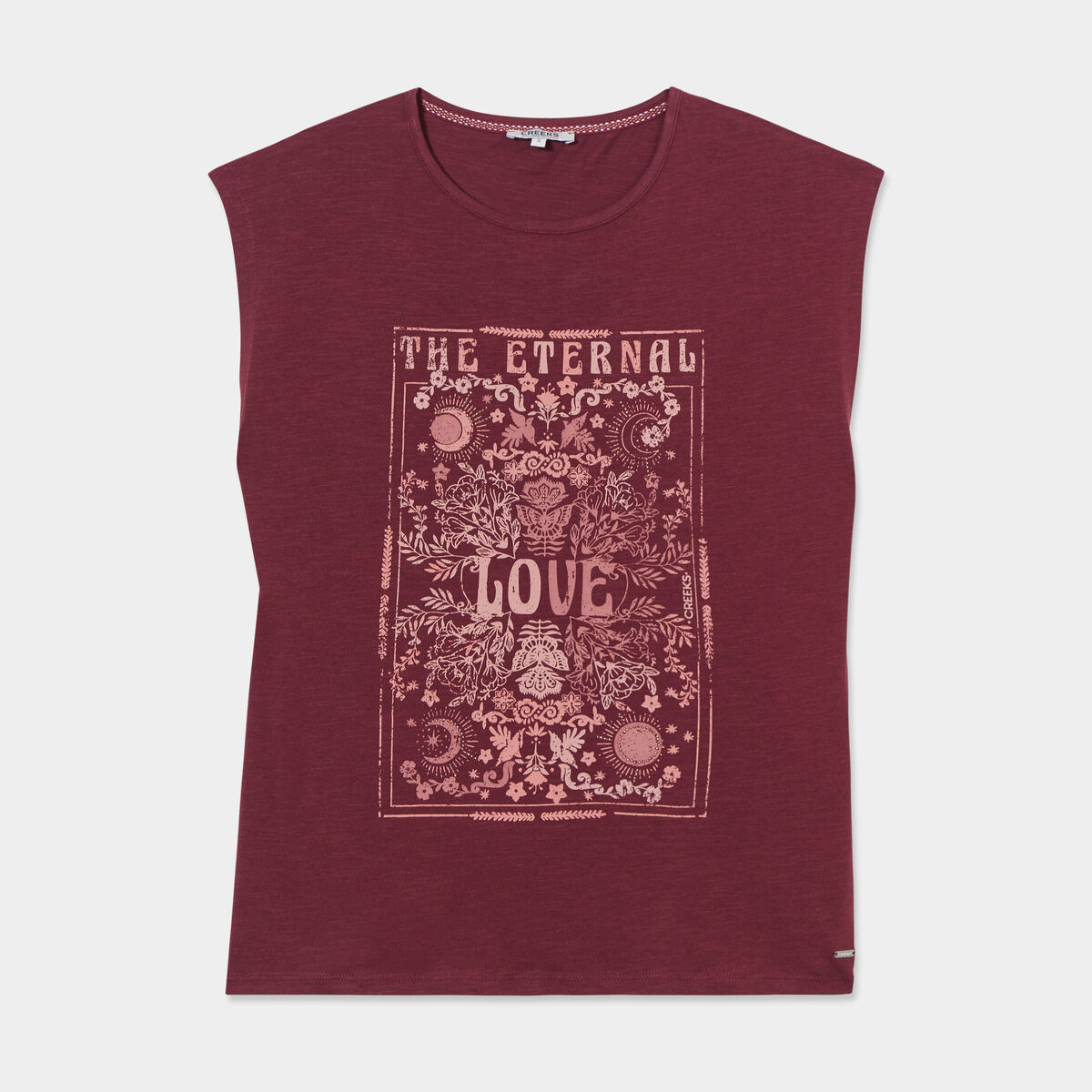 T-shirt col rond manches courtes Creeks bordeaux femme