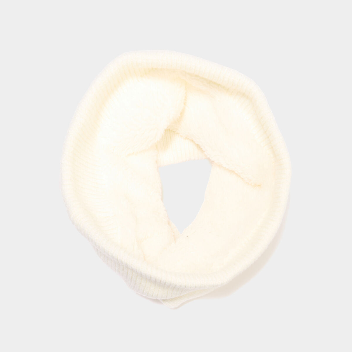 Tour de cou tricot&eacute; doubl&eacute; ivoire femme
