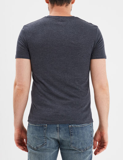T-shirt droit col V bleu homme